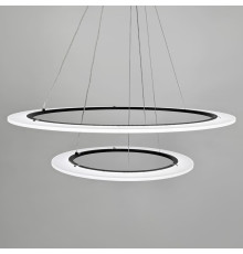 Сучасна чорна підвісна люстра з двома кільцями Ø 80+60 см