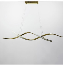 Видовжена хвилеподібна люстра у золотому корпусі довжиною 100 см