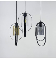 Підвісний світильник із графітовим плафоном у чорному корпусі 34х20 см