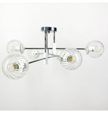 Люстра хромована з білою фурнітурою на 6 прозорих плафонів Ø 70 см