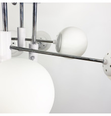 Люстра хромована з білою фурнітурою на 8 білих плафонів Ø 85 см