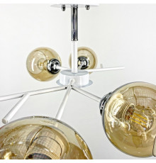 Люстра на 4 янтарних плафони в білому корпусі 75х22 см