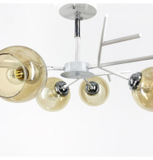 Люстра на 6 янтарних плафонів у білому корпусі Ø 60 см