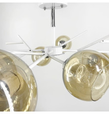 Люстра на 8 янтарних плафонів у білому корпусі Ø 85 см