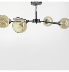 Люстра на 4 янтарних плафони в чорному корпусі 75х22 см