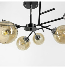 Люстра на 6 янтарних плафонів у чорному корпусі Ø 60 см