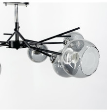 Люстра на 6 графітових плафонів у чорному корпусі Ø 60 см