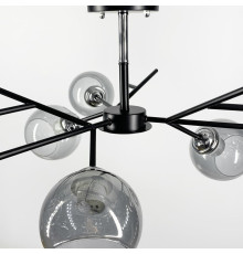 Люстра на 8 графітових плафонів у чорному корпусі Ø 85 см