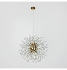 Пухнастий підвісний світильник-кулька у вигляді кульбаби в золотому корпусі  Ø 55 см