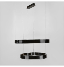 Незвичайна та ефектна люстра на 2 яруси 60+40 см у чорному корпусі