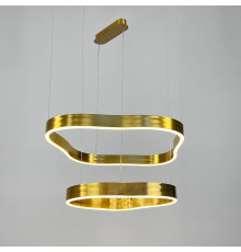 Незвичайна та ефектна люстра на 2 яруси 60+40 см у золотому корпусі