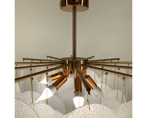 Cтельова люстра в кольорі мідь з скляними пластинами Ø 60 см