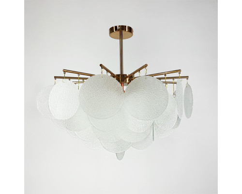 Cтельова люстра в кольорі мідь з скляними пластинами Ø 60 см