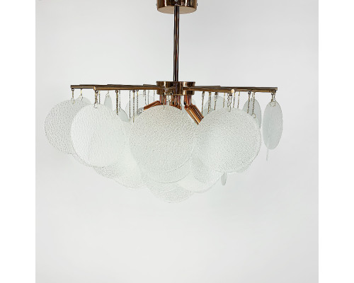 Cтельова люстра в кольорі мідь з скляними пластинами Ø 60 см