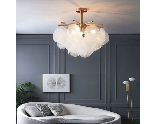 Cтельова люстра в кольорі мідь з скляними пластинами Ø 60 см