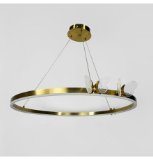 Світлодіодна люстра кільце із метеликами в латунному корпусі Ø 80 см