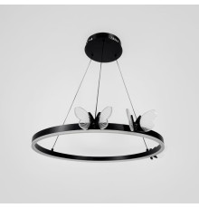 Світлодіодна люстра кільце із метеликами в чорному корпусі Ø 60 см