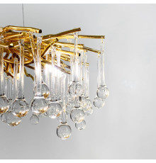 Кругла люстра в корпусі золото зі скляними підвісами Ø 80 см