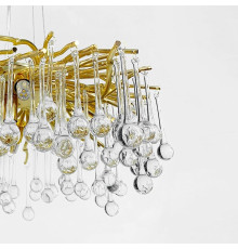 Кругла люстра в корпусі золото зі скляними підвісами Ø 100 см