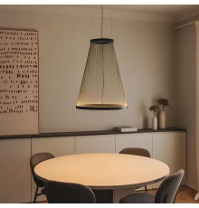 Конусоподібний світильник з чорними вертикалями у чорному корпусі Ø55×73 см