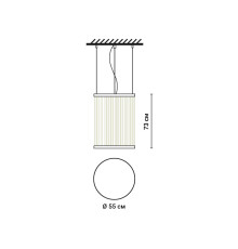 Мінімалістичний світильник у чорному корпусі з білими нитками 55х73 см