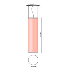 Мінімалістичний світильник у чорному корпусі з червоними нитками Ø55х193 см