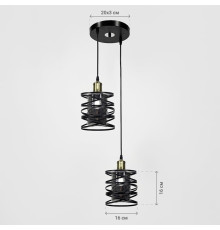 Подвійний підвіс у чорному круглому корпусі з графітовими плафонами