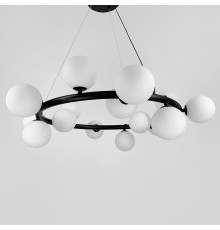 Кільцева люстра з 15 білими плафонами у чорному корпусі Ø 85 см