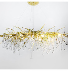 Люстра золота видовжена із кришталевими крапельками 100х50 см