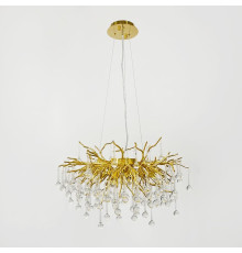 Люстра в круглому золотому корпусі зі скляними підвісами Ø 60 см