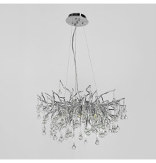 Люстра в круглому хромованому корпусі зі скляними підвісами Ø 60 см