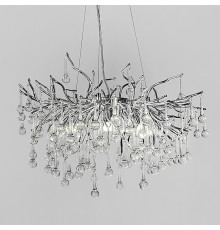 Люстра в круглому хромованому корпусі зі скляними підвісами Ø 80 см