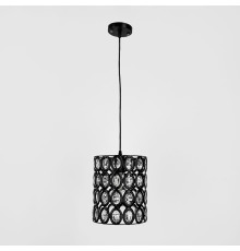 Чорний підвісний світильник із прозорим камінням Ø 21х25 см