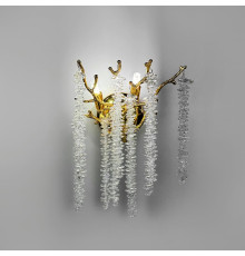 Вишукане золоте бра з кришталевим підвісами 40х30 см