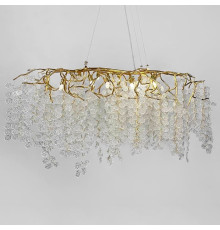 Люстра з білими підвісками у видовженому золотому корпусі 125х45 см