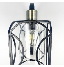 Бра з прозорим плафоном у чорному каркасі 30х15 см