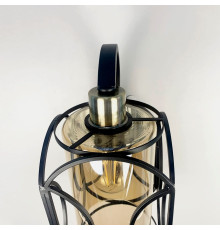 Бра з янтарним плафоном у чорному каркасі 30х15 см