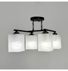 Прямокутний плафонний світильник на 4 лампи в чорному корпусі 43х29 см