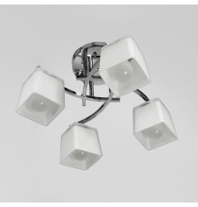 Стельовий хромований світильник на 4 білих плафони Ø 45 см