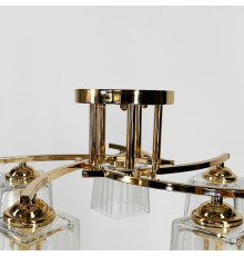 Стельовий золотий світильник на 5 білих плафонів Ø 45 см