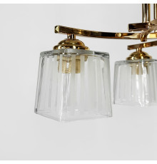 Стельовий золотий світильник на 4 білих плафони Ø 45 см