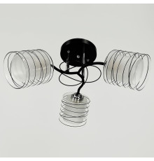 Стельовий чорний світильник на 3 подвійних плафони Ø 45 см