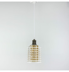 Підвіс в стилі Лофт з янтарним плафоном у білому корпусі 30х17 см