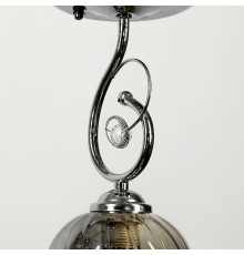 Срібний світильник з квітковим узором на графітовому плафоні Ø20х32 см