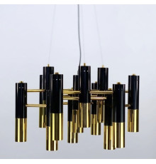 Сучасна чорна люстра із золотими деталями у корпусі 60х40 см