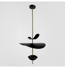 Світильник дизайнерський у чорному корпусі із латунною трубкою Ø 60 см