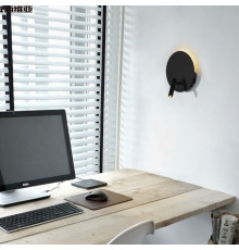 Чорне бра зі спотом у круглому корпусі Ø 20 см