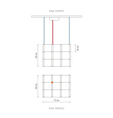 Золота геометрична люстра у формі паралелепіпеда 72*60*60 см
