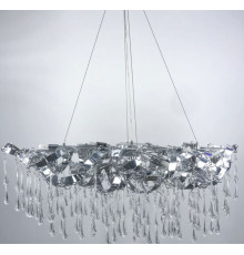 Підвісний видовжений світильник хром з скляними закрученими підвісами