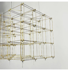 Золота люстра у формі паралелепіпеда 120х60х60 см